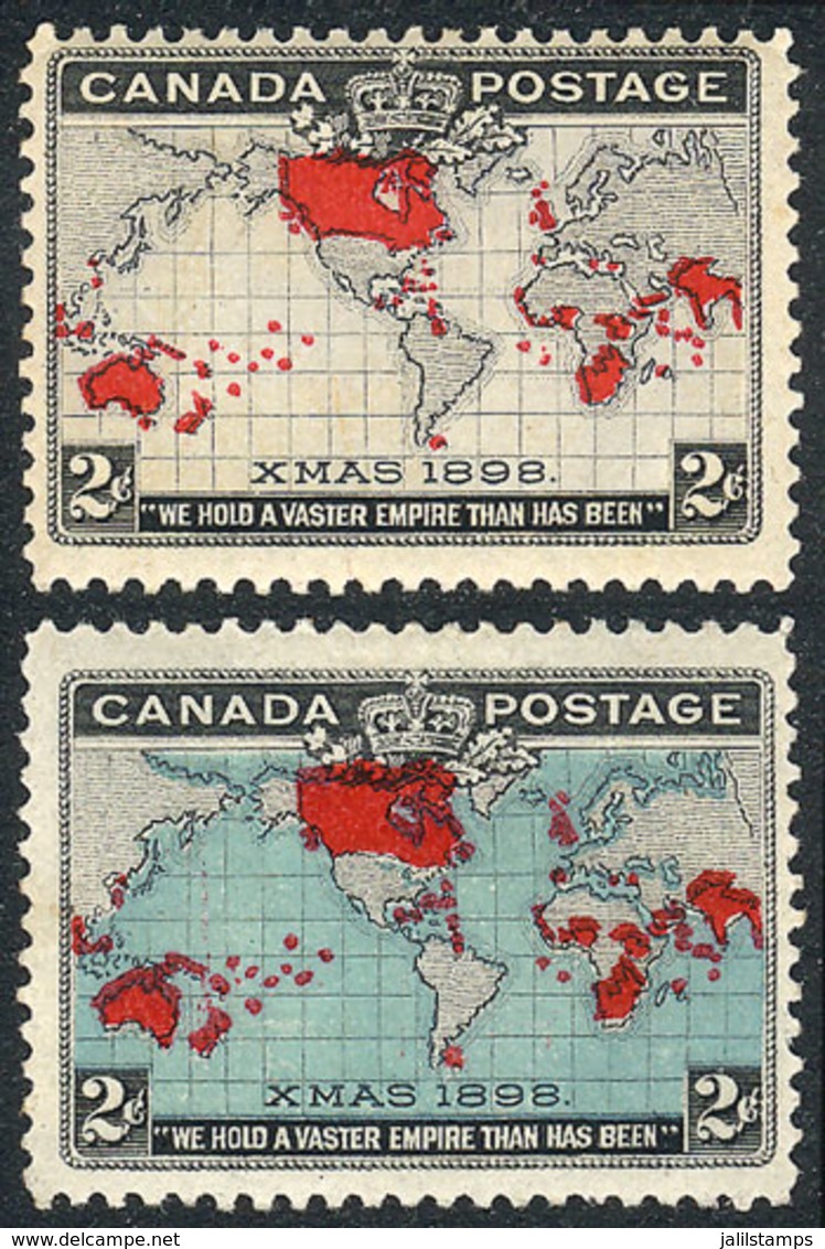 988 CANADA: Sc.85/86, 1898 Map Of The British Empire, The Set Of 2 Mint Values, VF Quality, Catalog Value US$85. - Sonstige & Ohne Zuordnung