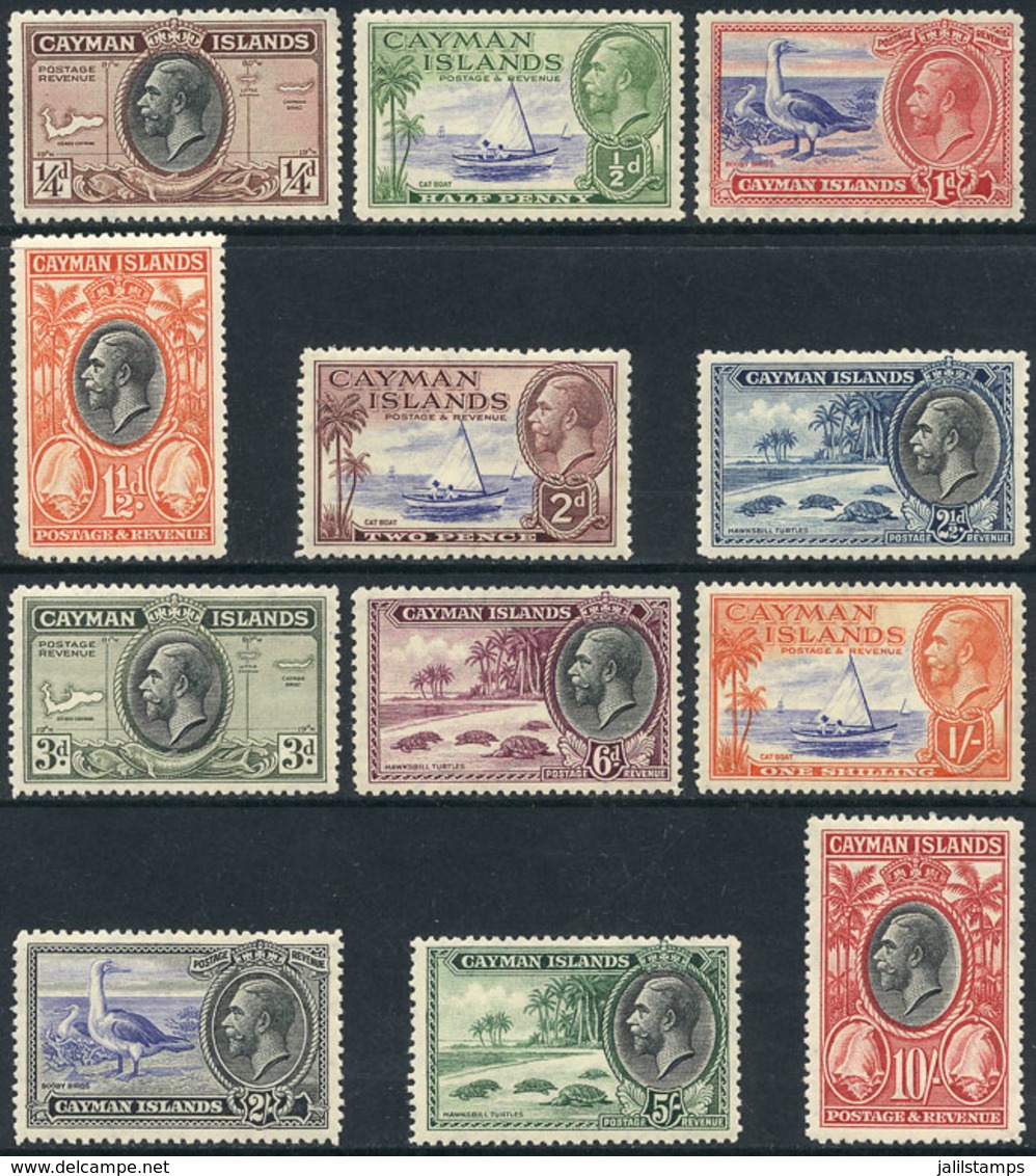 999 CAYMAN ISLANDS: Sc.85/96, 1935/6 Turtles, Birds, Ships, Maps Etc., Complete Set Of 12 Values, Mint Lightly Hinged, V - Cayman (Isole)