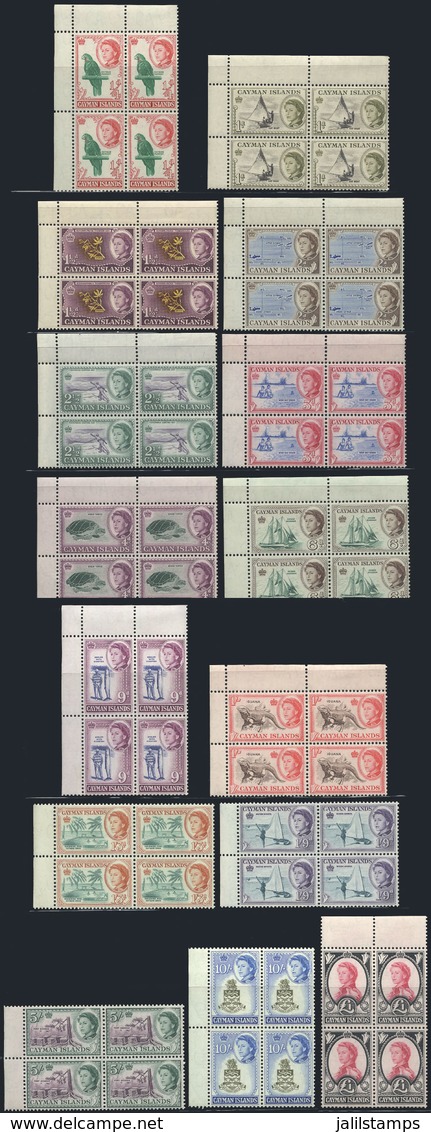 1001 CAYMAN ISLANDS: Sc.153/167, 1962 Birds, Fish, Sports And Other Topics, Complete Set Of 15 Values In Unmounted Block - Cayman (Isole)