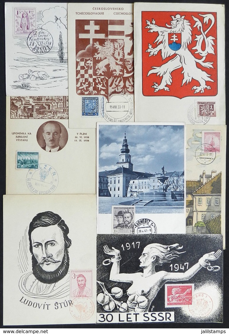 1009 CZECHOSLOVAKIA: 8 Maximum Cards Of 1933/48, Varied Topics: Industry, Coats Of Arms, Russian Revolution, Children, P - Other & Unclassified