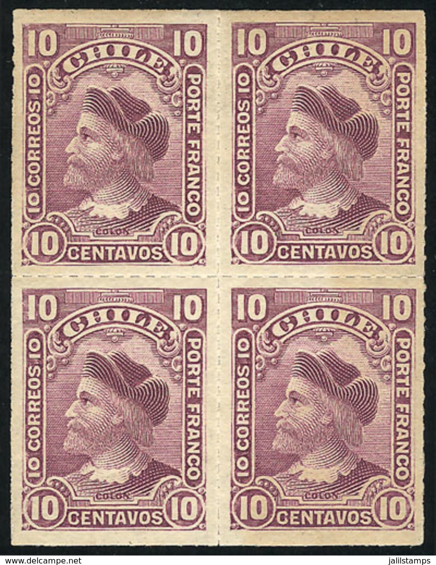 1040 CHILE: Yv.37 (Sc.42), Mint Block Of 4 Of VF Quality (1 Stamp MNH), Very Nice! - Chile