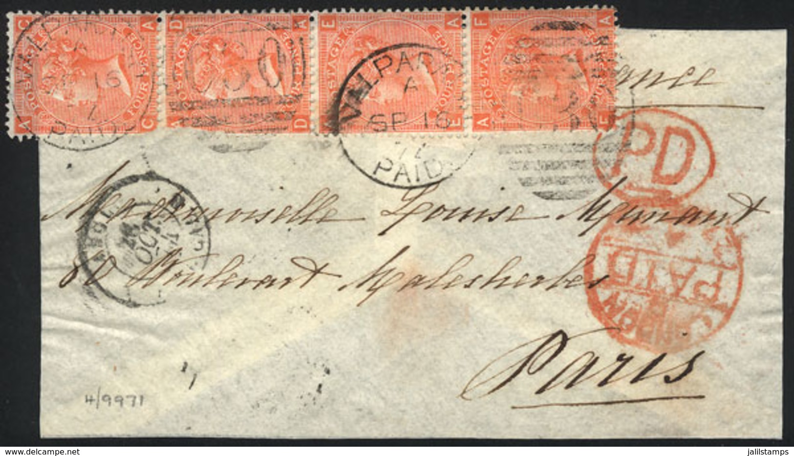 1054 CHILE: BRITISH POSTAL AGENCY IN VALPARAISO: Mourning Cover Sent From Valparaiso To Paris On 18/SE/1872 By British M - Chile