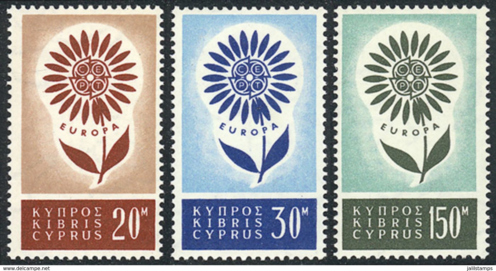 1095 CYPRUS: Sc.244/246, 1964 Topic Europa, Complete Set Of 3 Unmounted Values, Excellent Quality, Catalog Value US$35.7 - Other & Unclassified