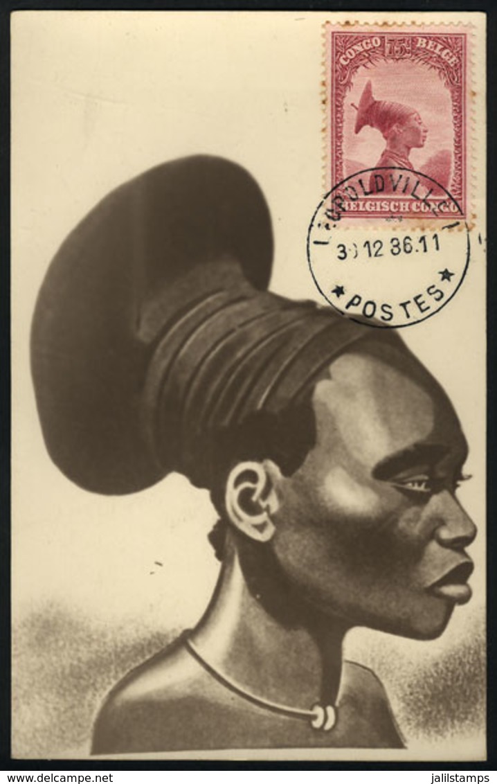 1116 BELGIAN CONGO: Native Man, Ethnics, Maximum Card Of 20/DE/1935, The Stamp With Little Staining On The Perforations - Other & Unclassified