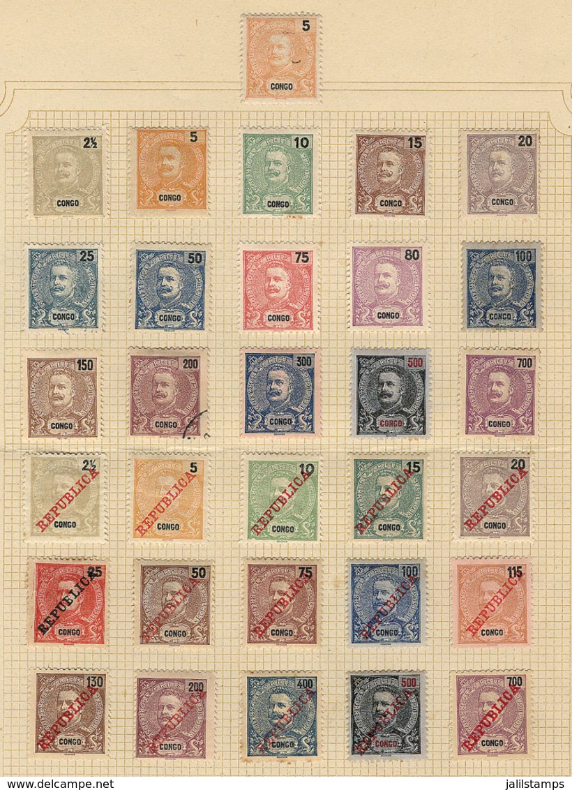 1122 PORTUGUESE CONGO: Old Collection On Pages, Used And Mint Stamps (several Without Gum), Fine General Quality. Scott  - Congo Portoghese
