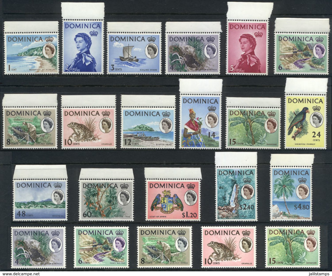 1162 DOMINICA: Sc.164/180 + 167a/174a, 1963 And 1966/7 Animals, Birds, Landscapes Etc., Complete Set Of 17 Values + 5 Wi - Dominica (1978-...)