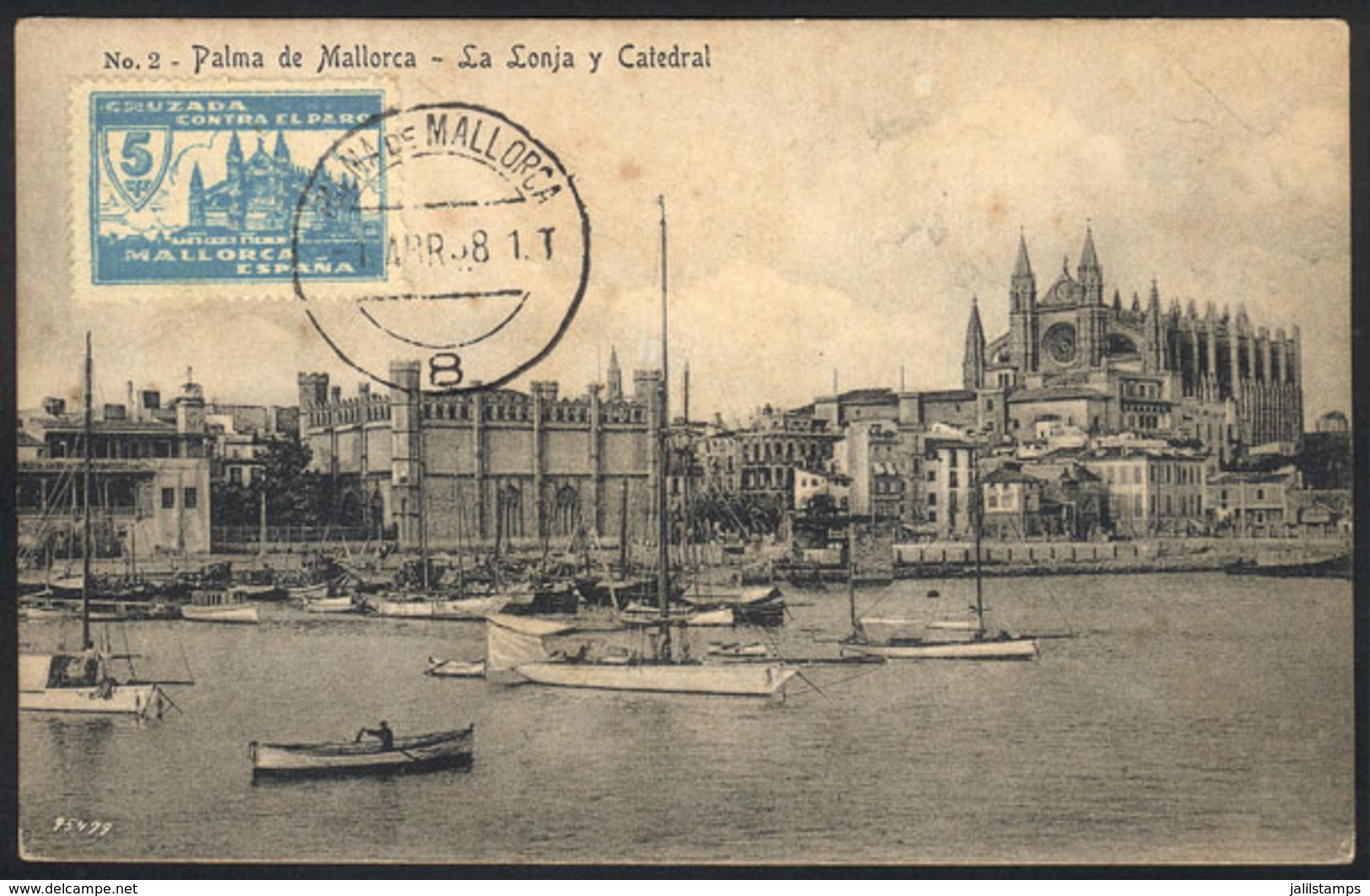 1205 SPAIN: PALMA DE MALLORCA: Cathedral And The Lonja, Architecture, Maximum Card Of AP/1938 With Cinderella ""Cruzada  - Maximum Cards