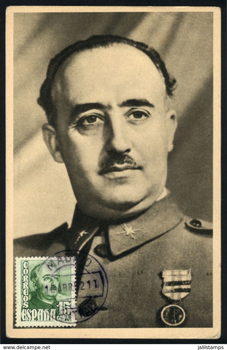 1217 SPAIN: Portrait Of General FRANCO, Maximum Card Of AP/1952, VF Quality - Maximum Cards