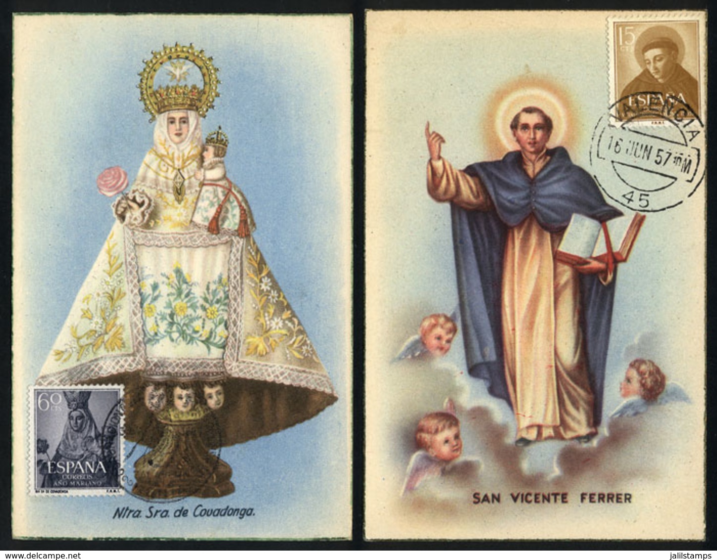 1220 SPAIN: 2 Maximum Cards Of 1957, Topic Catholic RELIGION, VF Quality! - Cartoline Maximum