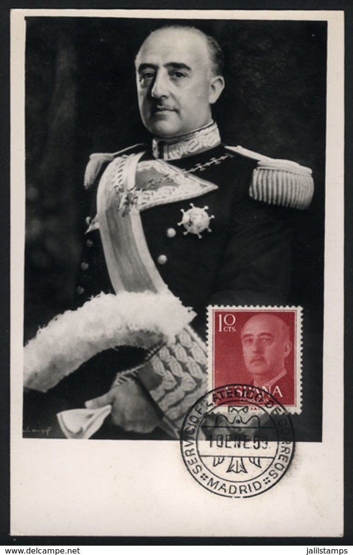 1222 SPAIN: General FRANCO, Maximum Card Of JA/1959, VF Quality - Cartoline Maximum