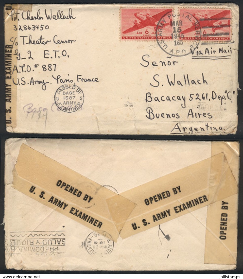 1251 UNITED STATES: FRANCE - ARGENTINA: Cover (including Its Long Letter Of Several Pages) Sent By An American Soldier I - Poststempel