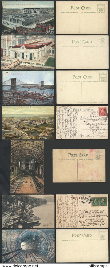 1258 UNITED STATES: 7 Old Postcards, Most With Views Of NEW YORK, Fine Quality, Low Start! - Sonstige & Ohne Zuordnung