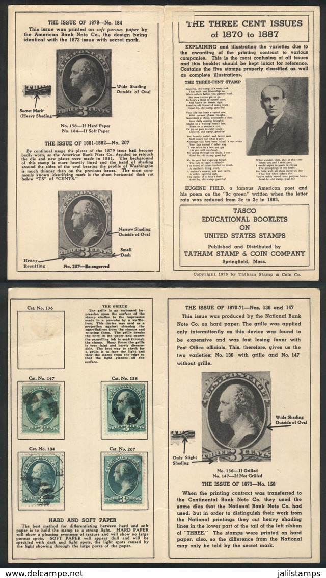 1259 UNITED STATES: ""Tasco Educational Booklet"" For The 3c. Issue Of 1870/87, One Of The 5 Stamps Is Missing, VF Quali - Sonstige & Ohne Zuordnung