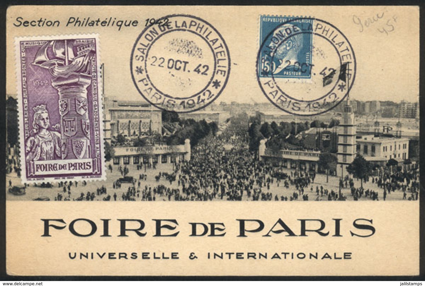 1308 FRANCE: Paris World Fair Of 1942, Philatelic Section, With Special Postmark Of The Expo For 22/OC/1942 And Cinderel - Other & Unclassified