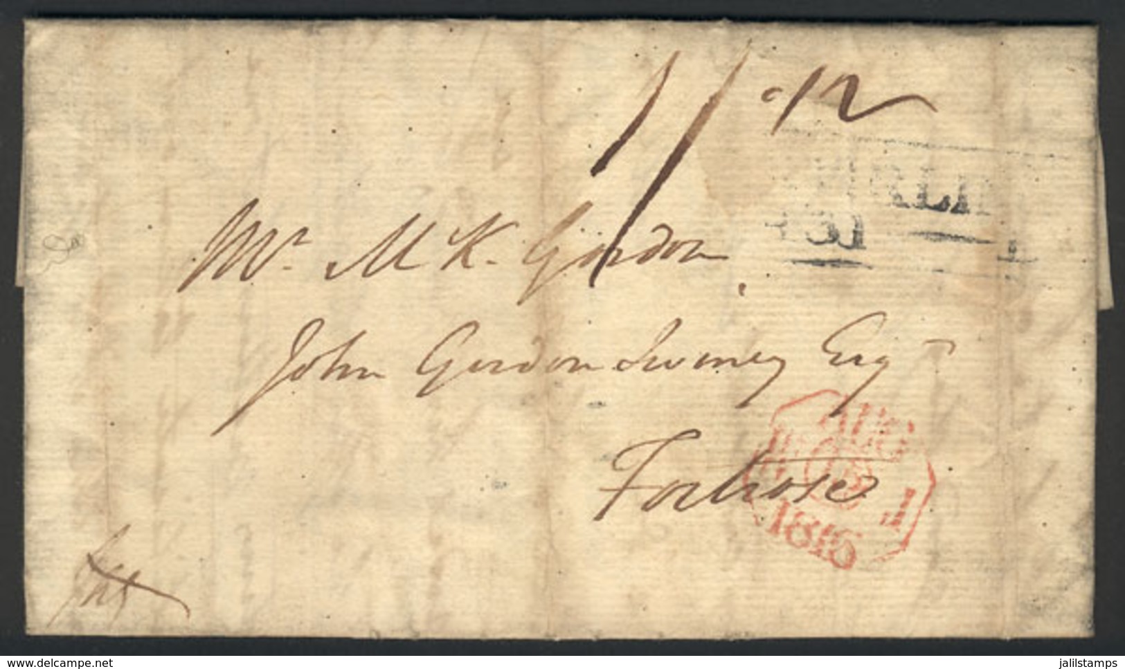 1315 GREAT BRITAIN: Entire Letter Dated 14/AU/1816, With Interesting Postal Markings And A Long And Attractive Text. Wit - ...-1840 Vorläufer