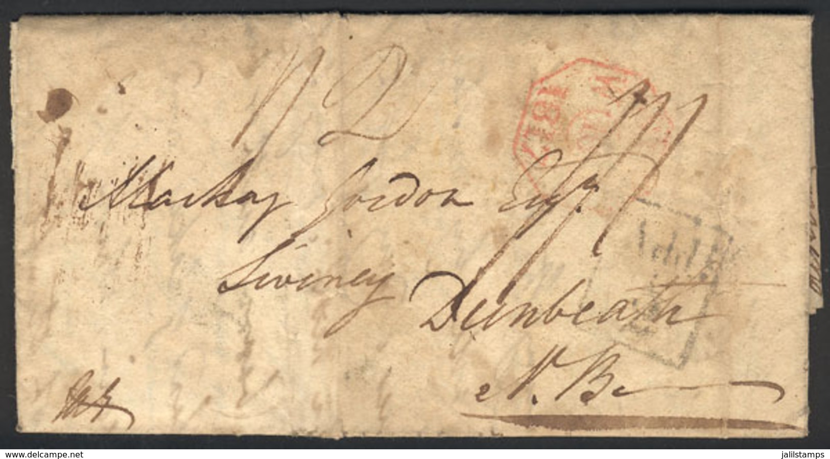 1317 GREAT BRITAIN: Entire Letter Dated 12/SE/1817 Sent From London To Dunbeath On 12/SE/1817, Interesting Postal Markin - ...-1840 Vorläufer