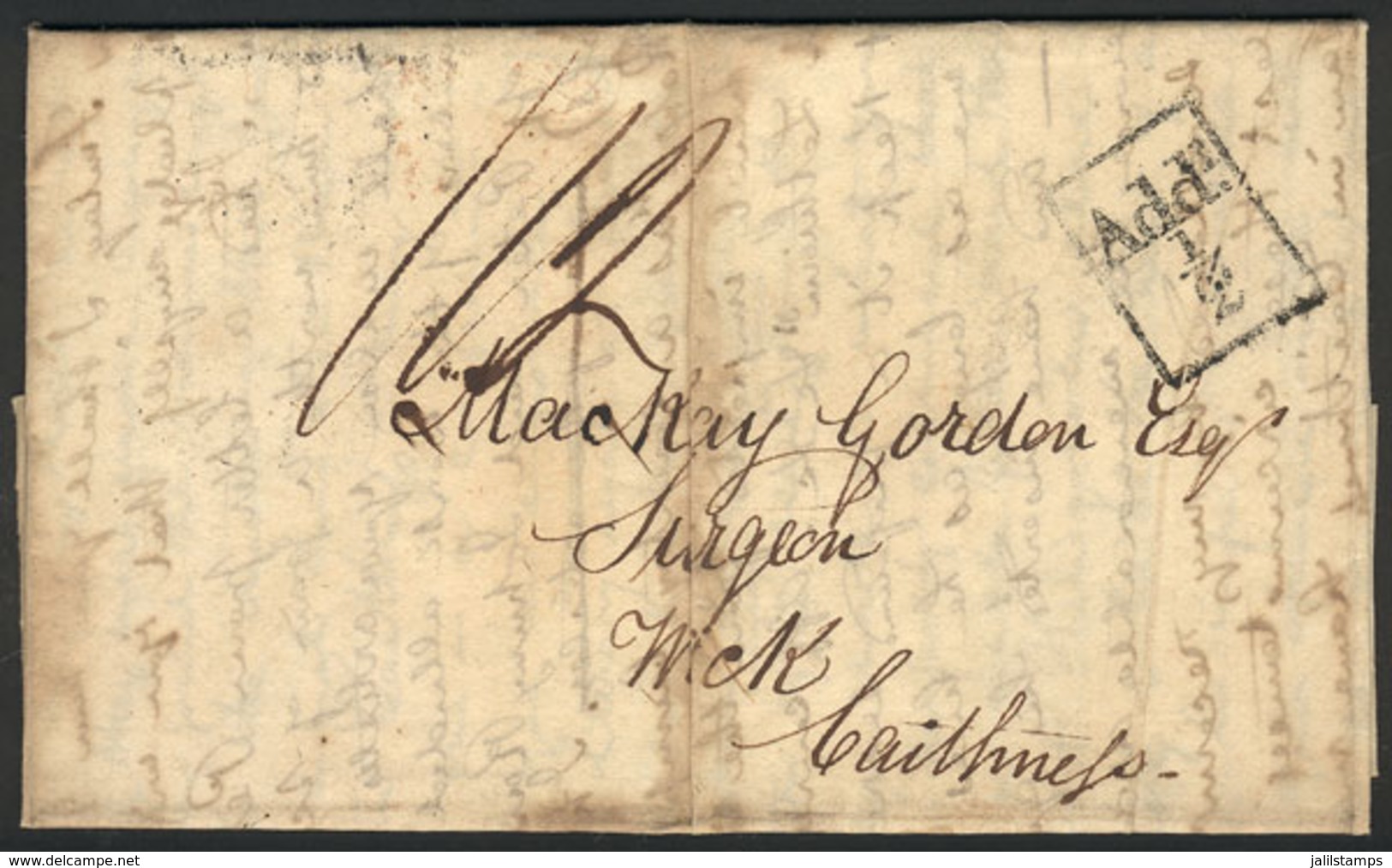 1319 GREAT BRITAIN: Entire Letter Dated 3/DE/1822, Sent From Glasgow To Caithness, With Interesting Postal Markings And  - ...-1840 Vorläufer