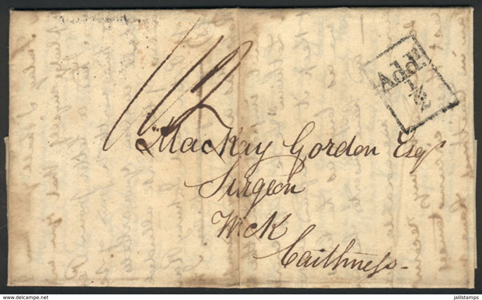 1319 GREAT BRITAIN: Entire Letter Dated 3/DE/1822, Sent From Glasgow To Caithness, With Interesting Postal Markings And  - ...-1840 Precursori