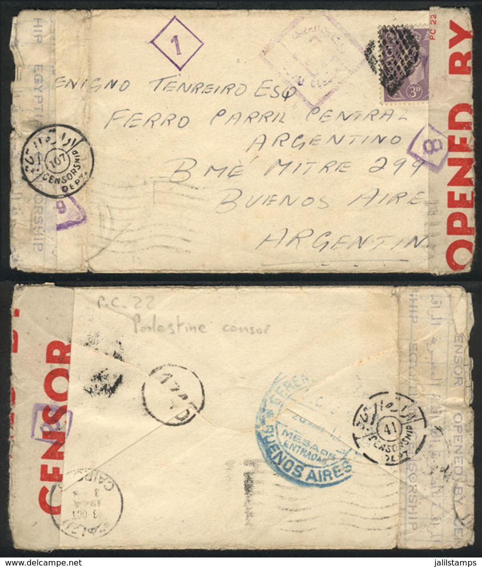 1322 GREAT BRITAIN: Cover Sent From The War Front To Argentina, Franked With 3p. With Mute ""dotted Lozenge Diamond"" Ca - ...-1840 Vorläufer