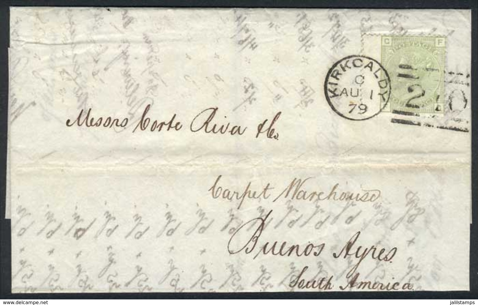 1341 GREAT BRITAIN: 1/AUG/1879 KIRKCALDY - ARGENTINA: Letter (price List) Franked By Sc.70 Plate 16, With Duplex ""210"" - ...-1840 Precursori