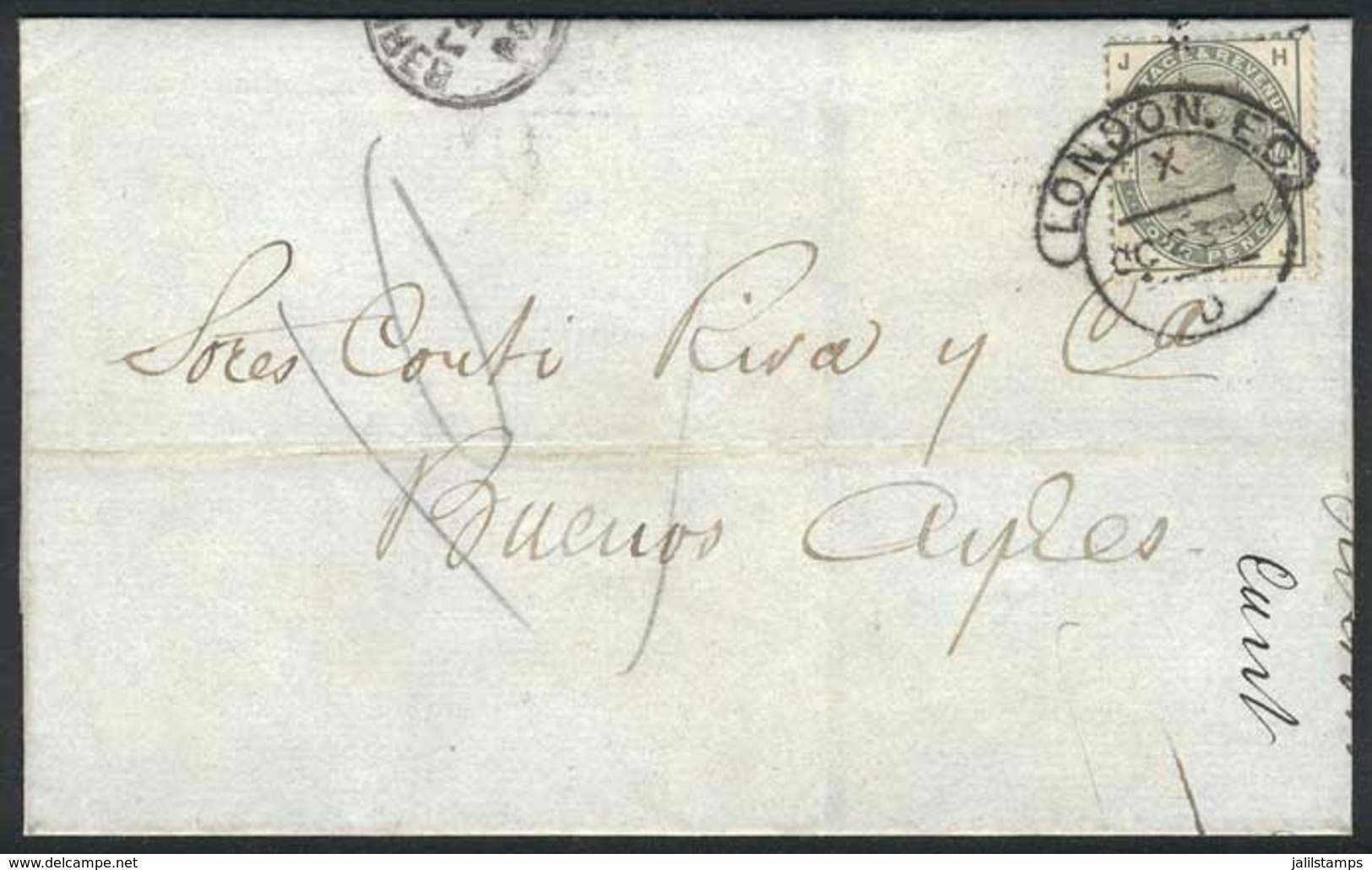 1344 GREAT BRITAIN: 23/OCT/1884 LONDON - ARGENTINA: Folded Cover Franked By Sc.103, With Buenos Aires Arrival Backstamp, - ...-1840 Precursori