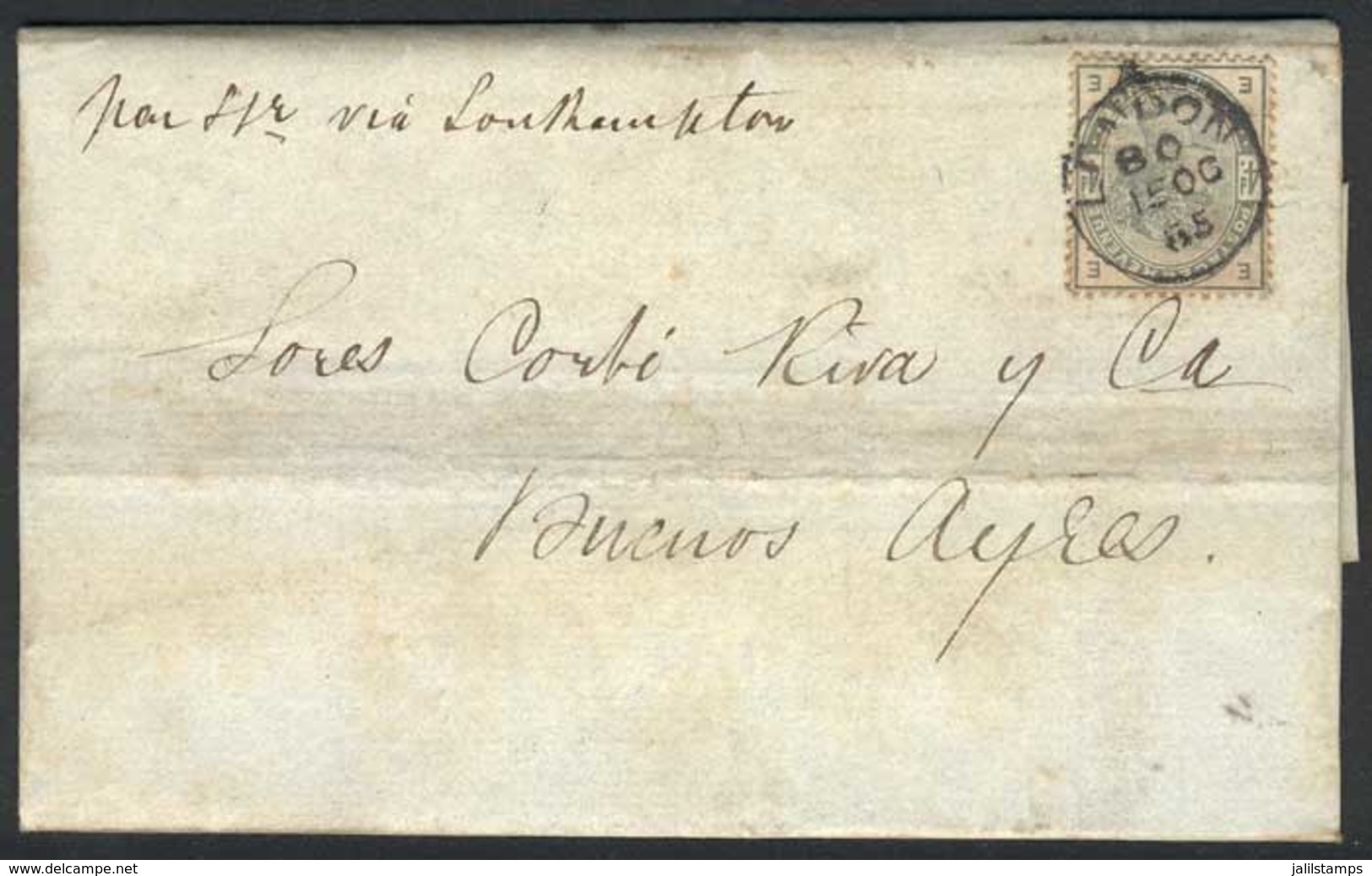 1345 GREAT BRITAIN: 15/OCT/1885 LONDON - ARGENTINA: Complete Folded Letter Franked By Sc.103 With Circular Datestamp, Bu - ...-1840 Vorläufer