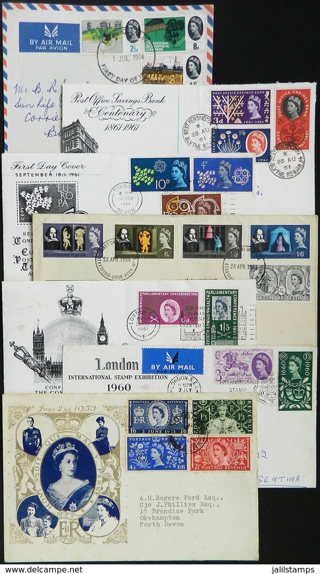 1353 GREAT BRITAIN: 1953 To 1979: 27 First Day Covers, Most Sent To Argentina, Including Several Very Interesting Pieces - Officials