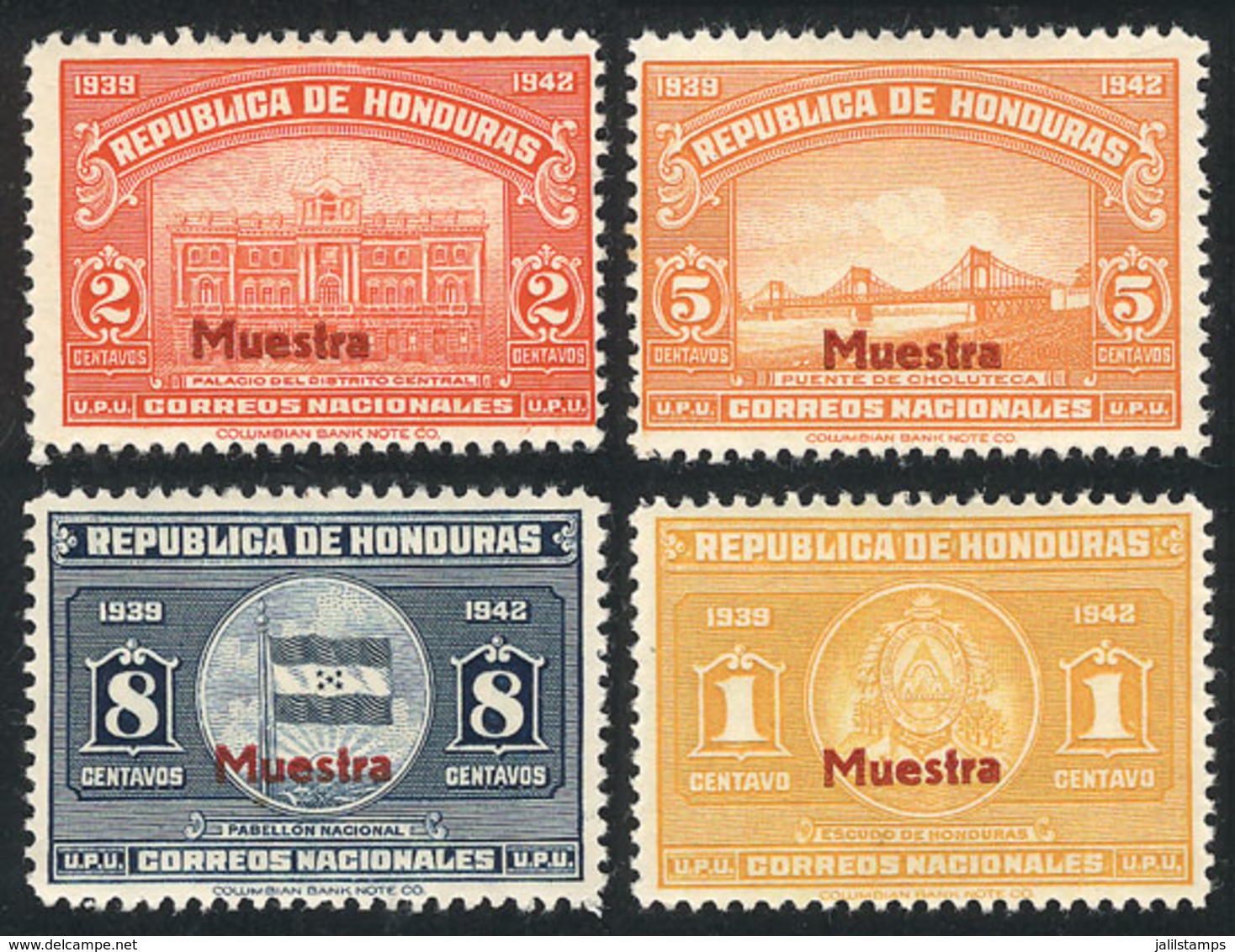 1388 HONDURAS: 4 Stamps With MUESTRA Overprint, Very Fine Quality, Interesting! - Honduras