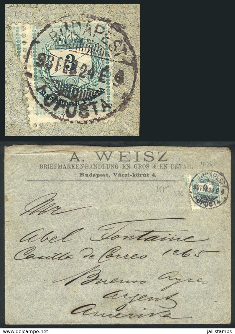 1400 HUNGARY: Cover Sent From Budapest To Argentina On 24/FE/1893 Franked With 3k., VF Quality, Unusual Destination! - Other & Unclassified