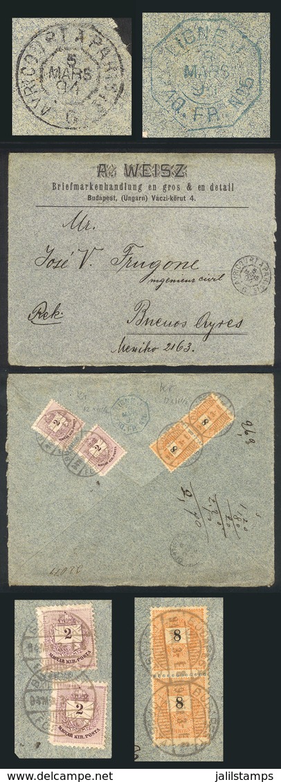 1401 HUNGARY: 3/MAR/1894 BUDAPEST - Argentina: Registered Cover Franked With 20k. (2x 2k. + Pair 8k.), On Front It Bears - Autres & Non Classés