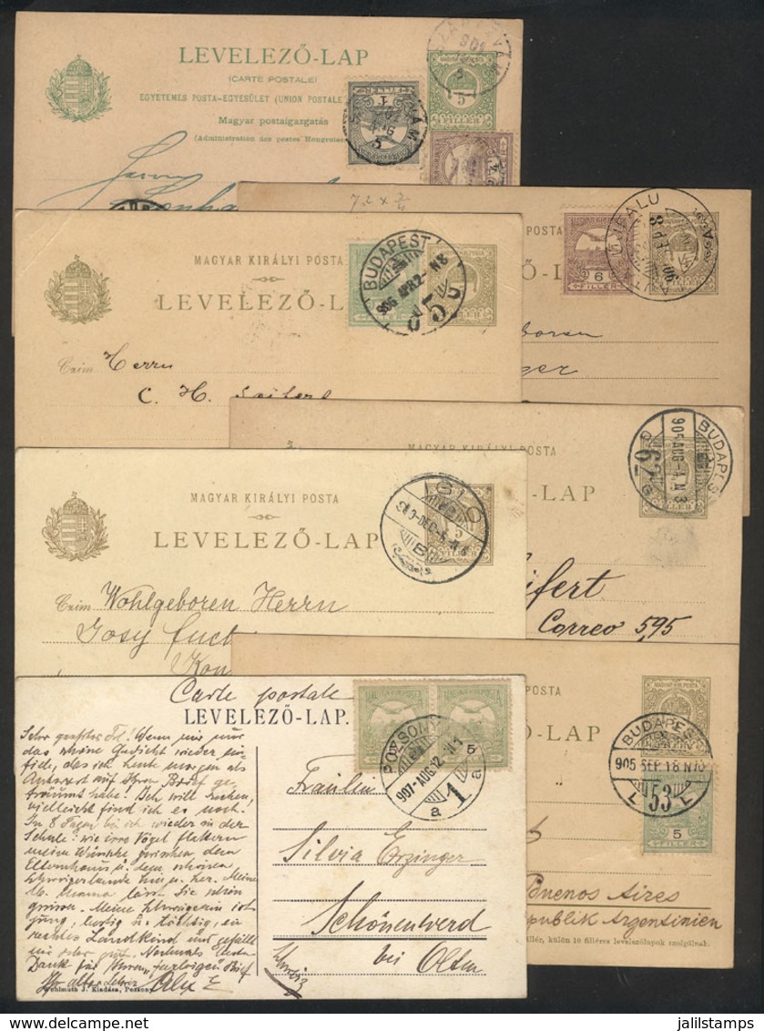 1406 HUNGARY: 6 Postal Cards (5 Uprated) + 1 Postcard, Sent Between 1900 And 1910 To Varied Countries (some To Argentina - Altri & Non Classificati