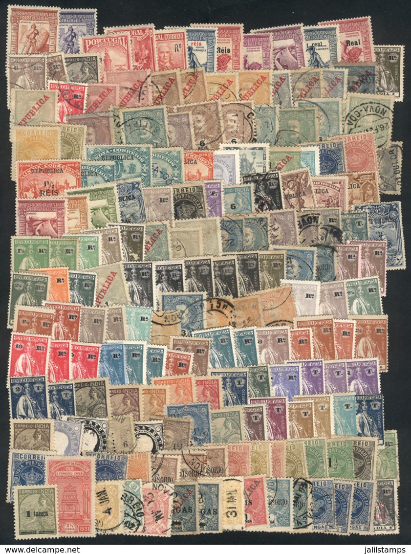 1432 PORTUGUESE INDIA: Interesting Lot Of Large Number Of Old Stamps (several Hundreds), Used Or Mint (they Can Be Witho - Portuguese India