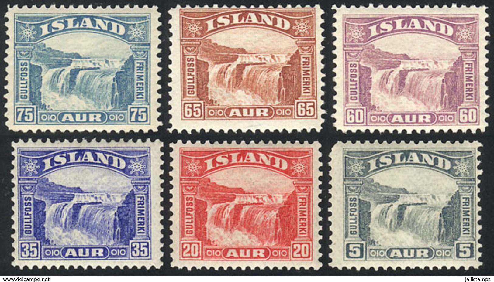 1443 ICELAND: Sc.170/175, 1931/2 Gullfoss Falls, Cmpl. Set Of 6 Values, Mint Lightly Hinged, VF Quality, Catalog Value U - Other & Unclassified