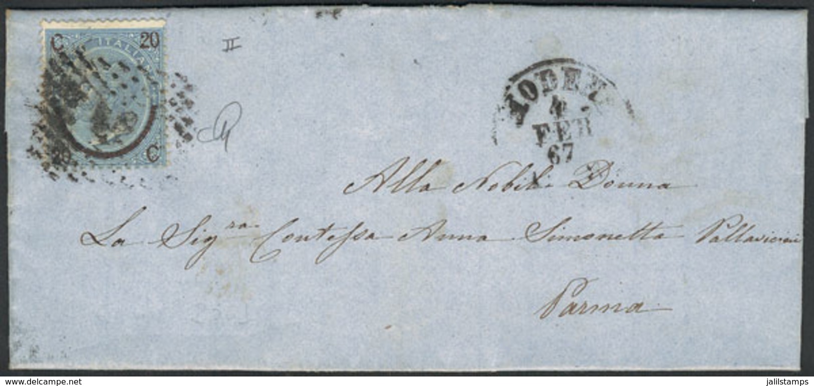 1461 ITALY: Entire Letter Franked By Sc.34a (type II), Sent From Modena To Parma On 4/FE/1867, Very Fine Quality! - Unclassified