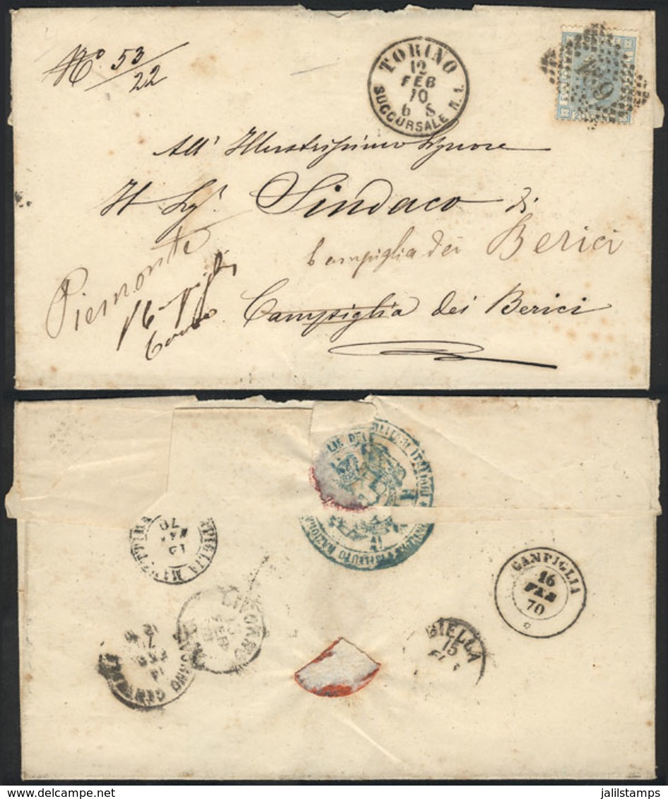 1463 ITALY: Folded Cover Franked By Sc.35, Sent From Torino To Campiglia Dei Berici On 12/FE/1870, With A Good Number Of - Ohne Zuordnung