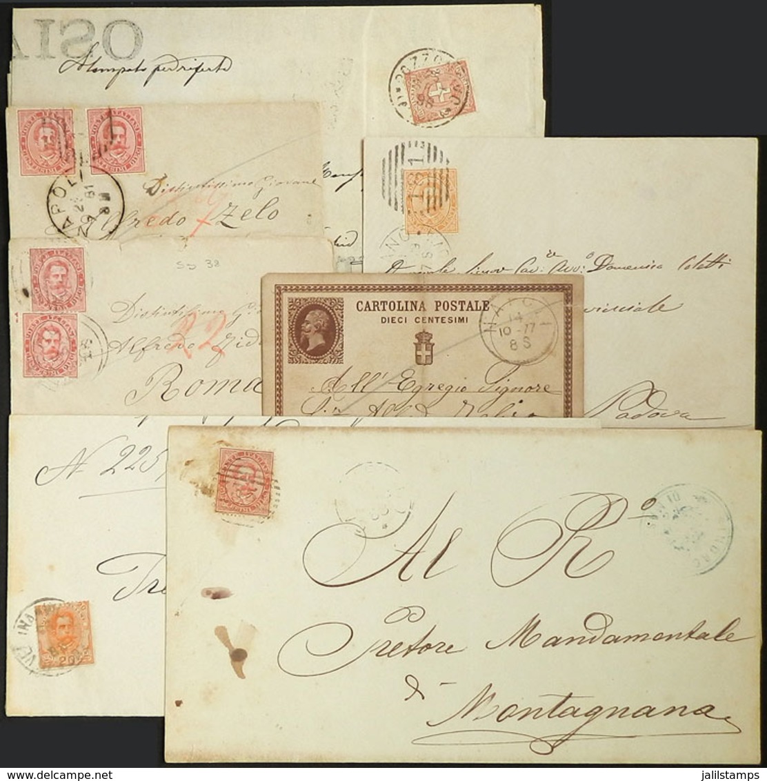 1465 ITALY: 7 Entire Letters / Covers / Stationery Items Used Between 1877 And 1898, With Varied Postages And Cancels, F - Unclassified