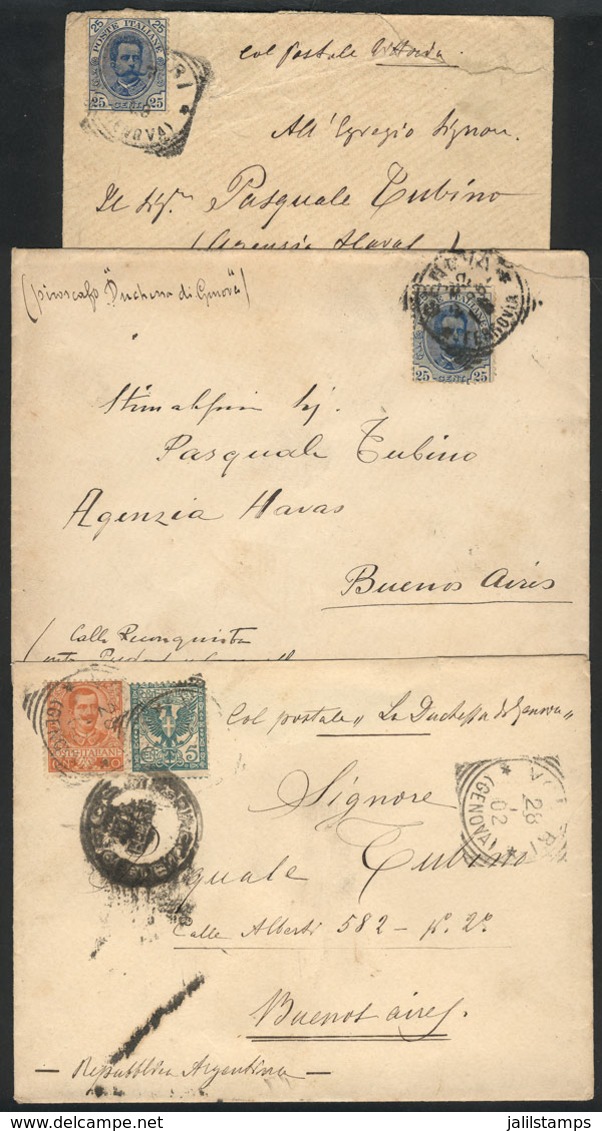 1468 ITALY: 3 Covers Sent To Argentina Between 1899 And 1902, Carried By Ships Duchessa Di Genova (2) And Vittoria, Inte - Unclassified