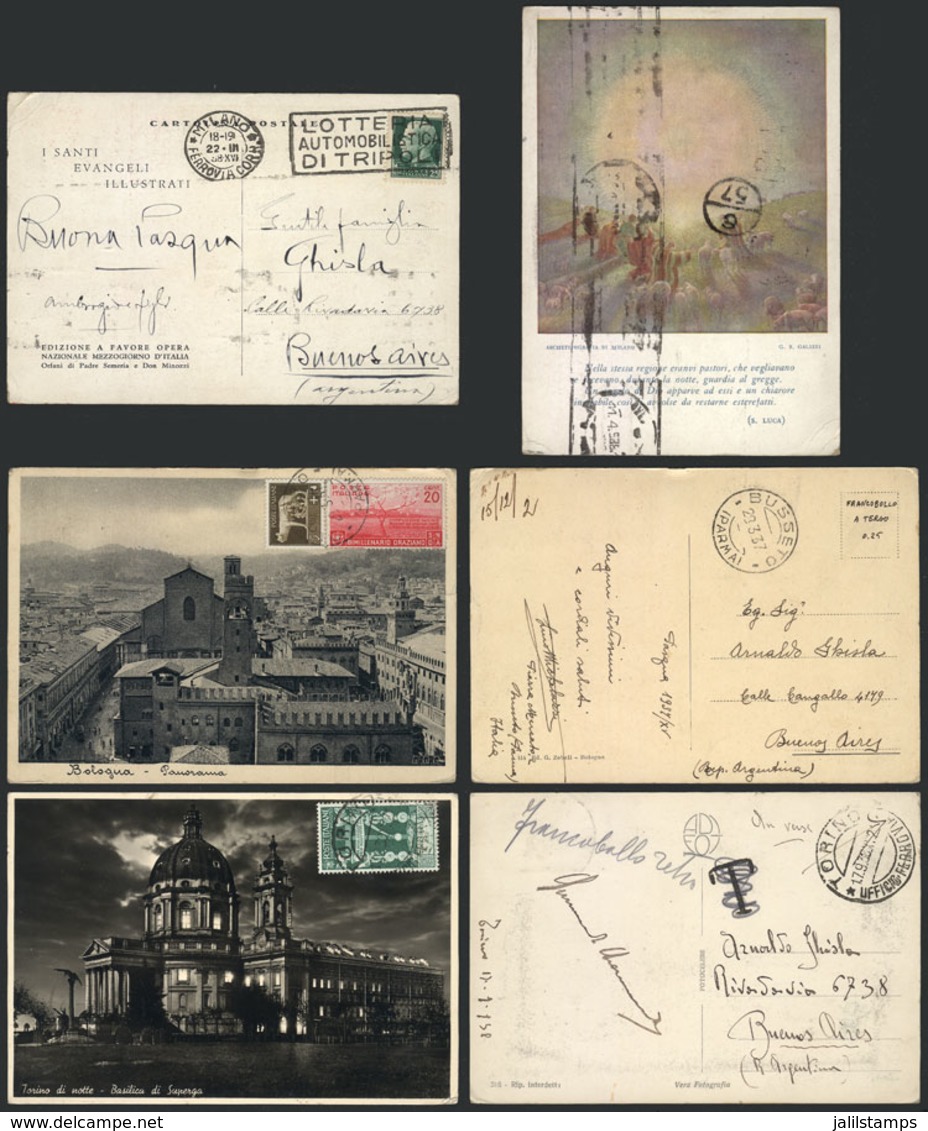 1473 ITALY: 3 Postcards With Nice Postages Sent To Argentina In The 1930s, VF Quality! - Unclassified