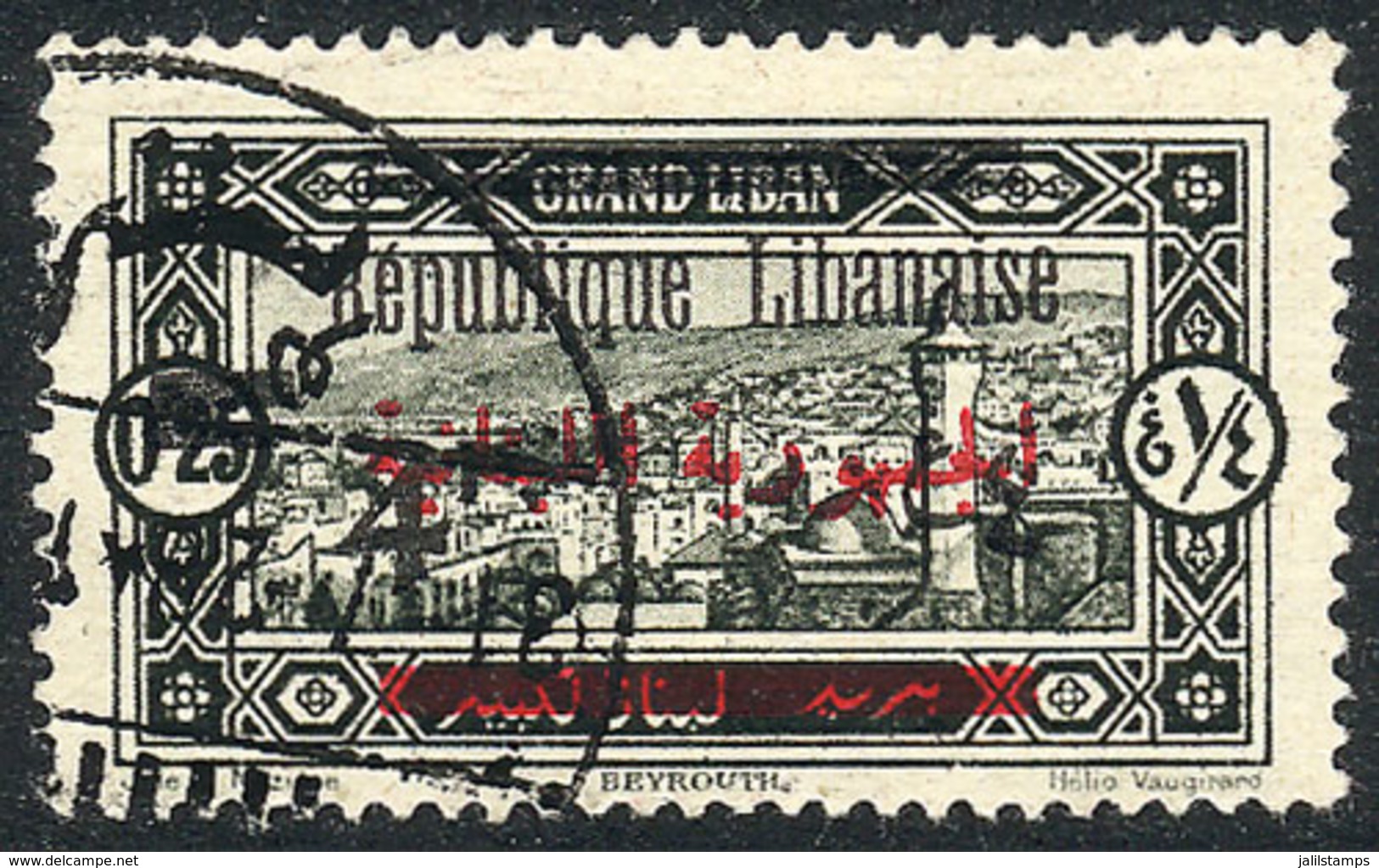 1519 LEBANON: Yvert 104d, With VARIETY: Overprint Without Bars At Right, VF Quality, VF Quality, Rare! - Libanon