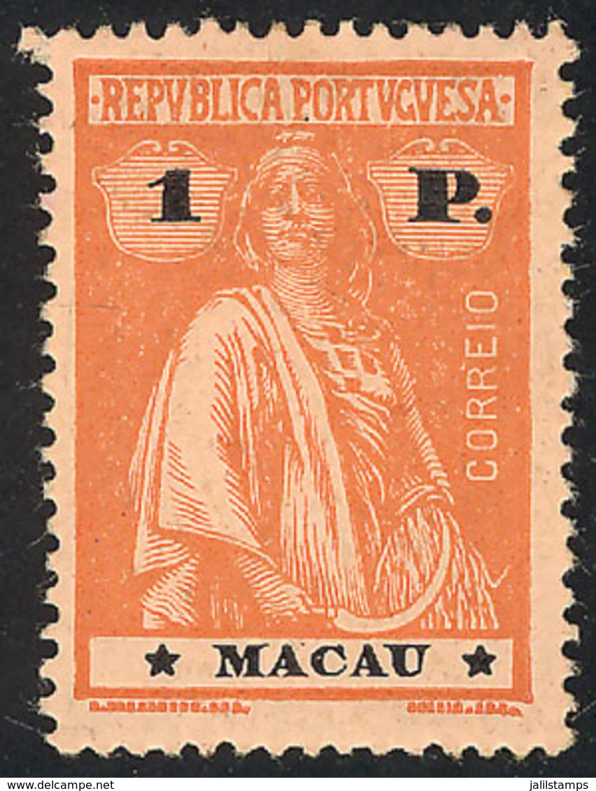 1536 MACAU: Sc.224, 1913 Ceres 1P. Orange On Salmon, Mint, Very Fine Quality! - Sonstige & Ohne Zuordnung