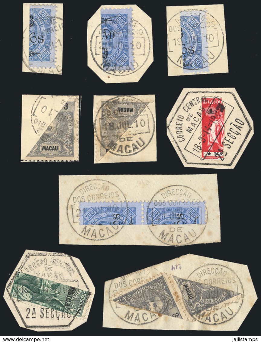 1540 MACAU: BISECT STAMPS: Attractive Lot Of 10 Fragments With Bisects, Excellent Quality! - Altri & Non Classificati