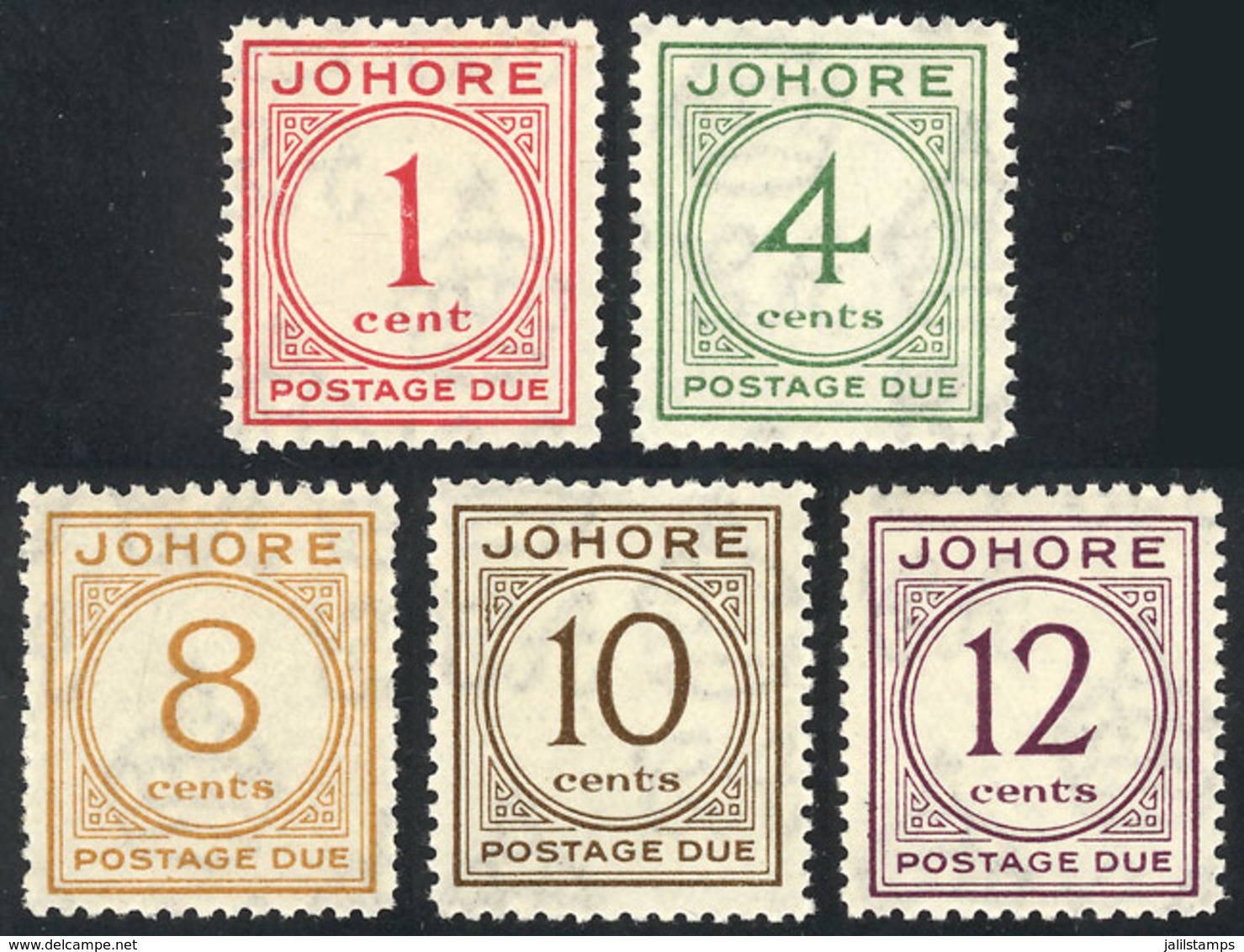 1550 MALAYA - JOHORE: Sc.J1/J5, 1938 Complete Set Of 5 MNH Values, As Fresh And Perfect As The Day They Were Printed, Ex - Johore