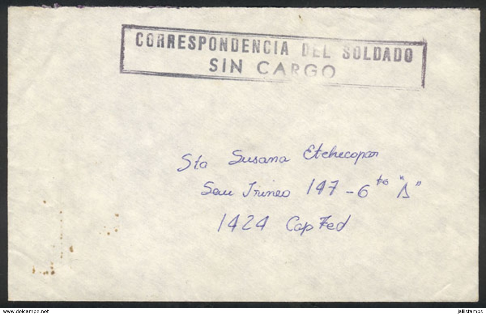 1559 FALKLAND ISLANDS/MALVINAS: Falklands War: Cover Sent By A Soldier To His Girlfriend In Buenos Aires, Stampless And  - Falklandinseln