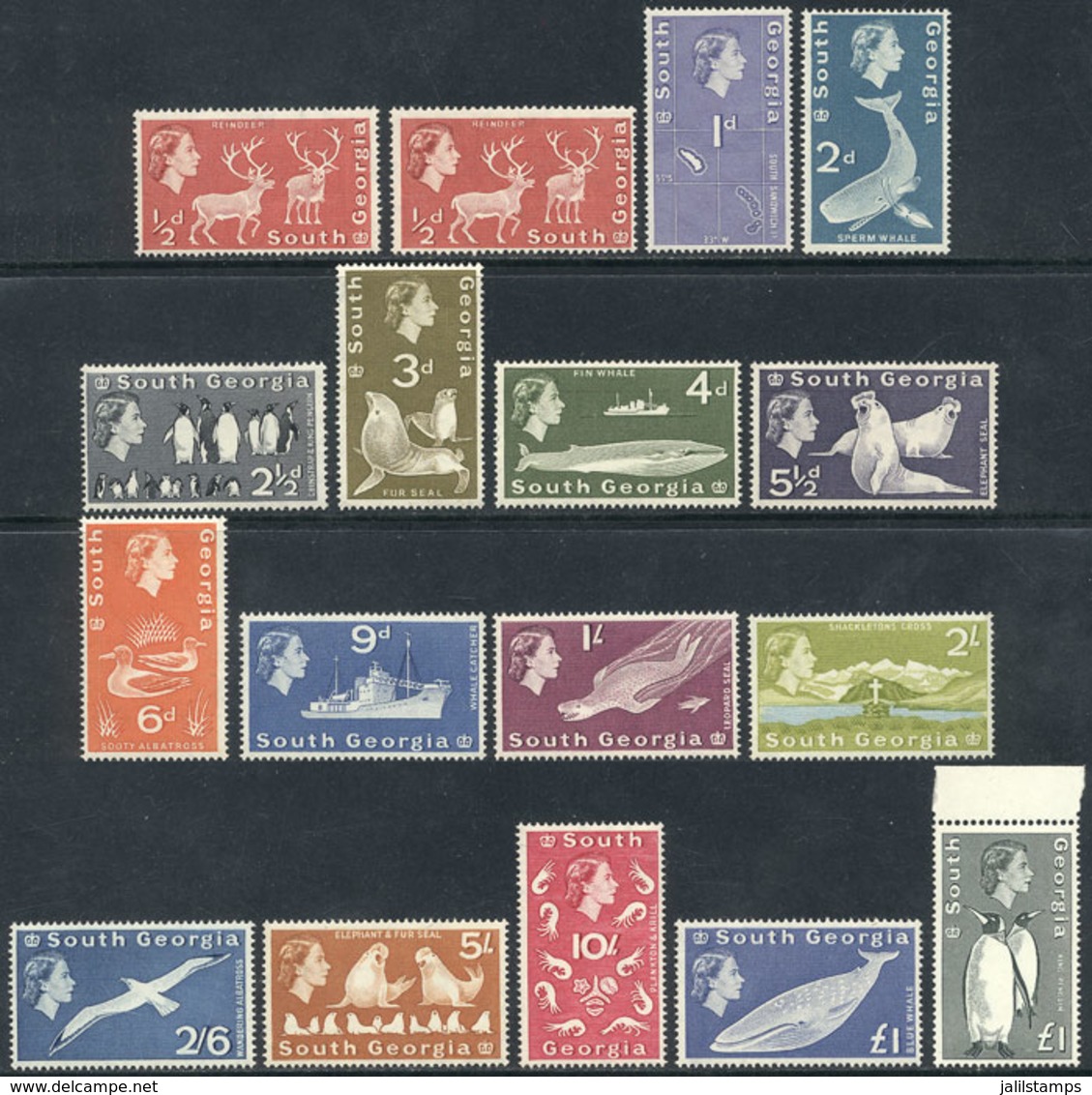 1560 FALKLAND ISLANDS/MALVINAS: Sc.1/16, 1963/9 Animals, Ships Etc., Complete Set Of 16 Unmounted Values, Excellent Qual - Falkland