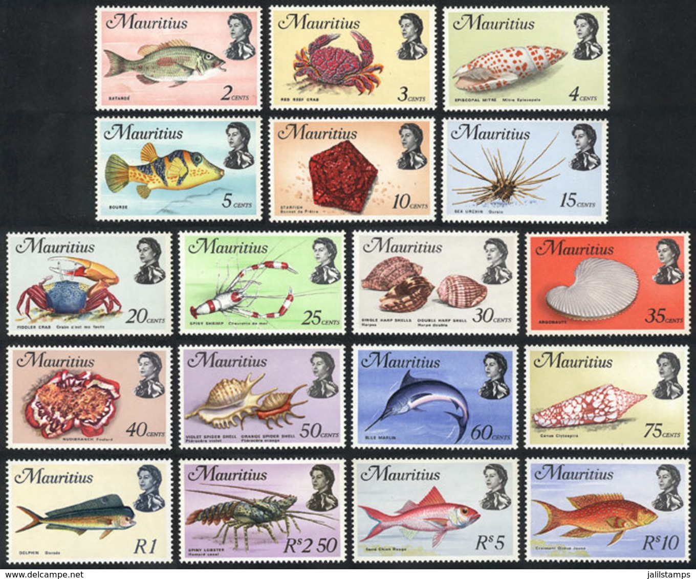 1571 MAURITIUS: Sc.339/356, 1969 Fish And Marine Fauna, Complete Set Of 18 Unmounted Values, Excellent Quality, Catalog  - Mauritius (1968-...)