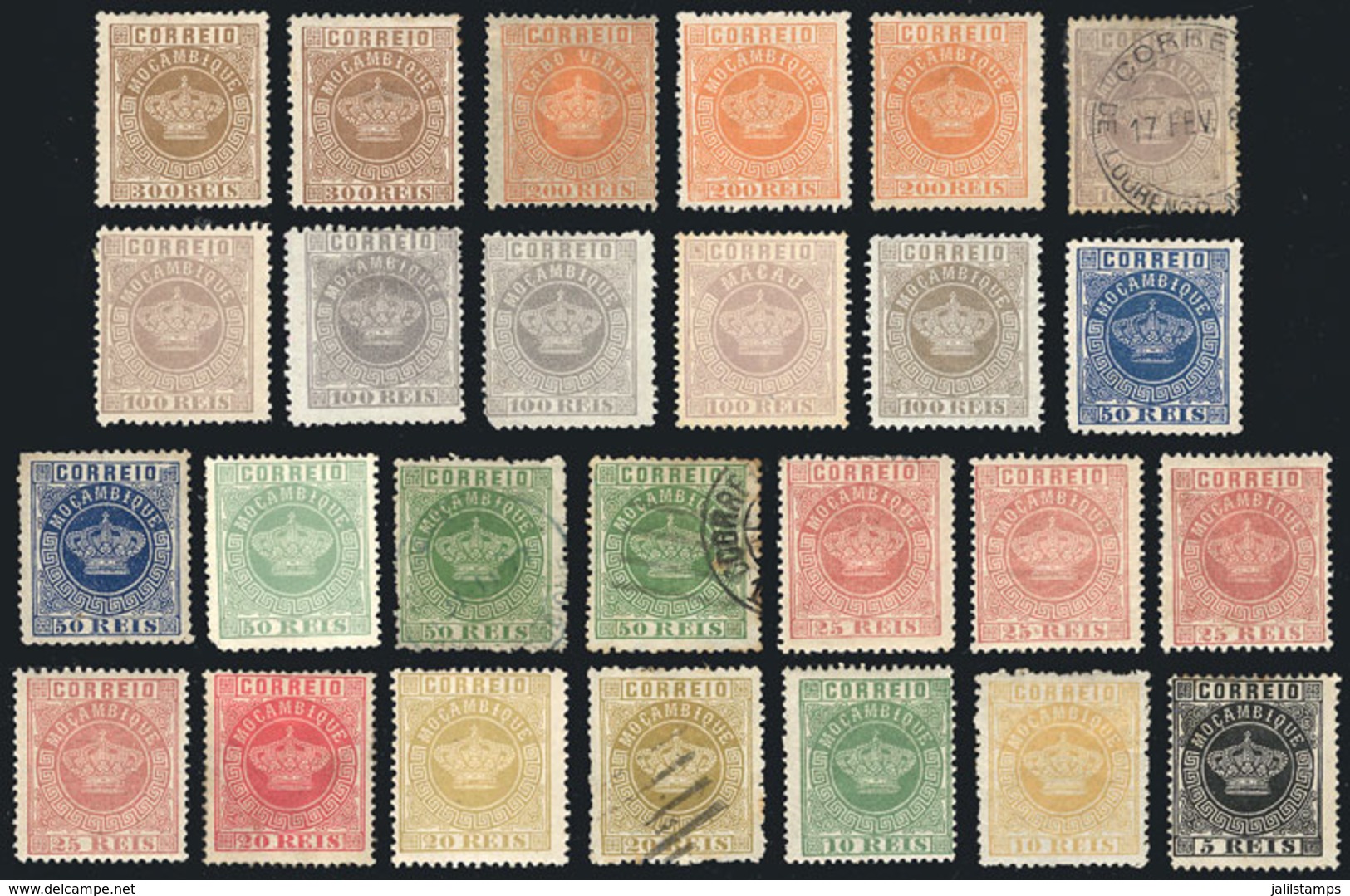 1585 MOZAMBIQUE: Sc.1 + Other Values, Lot Of Stamps Issued Between 1877 And 1885, Used Or Mint (several Without Gum), Mi - Mozambico