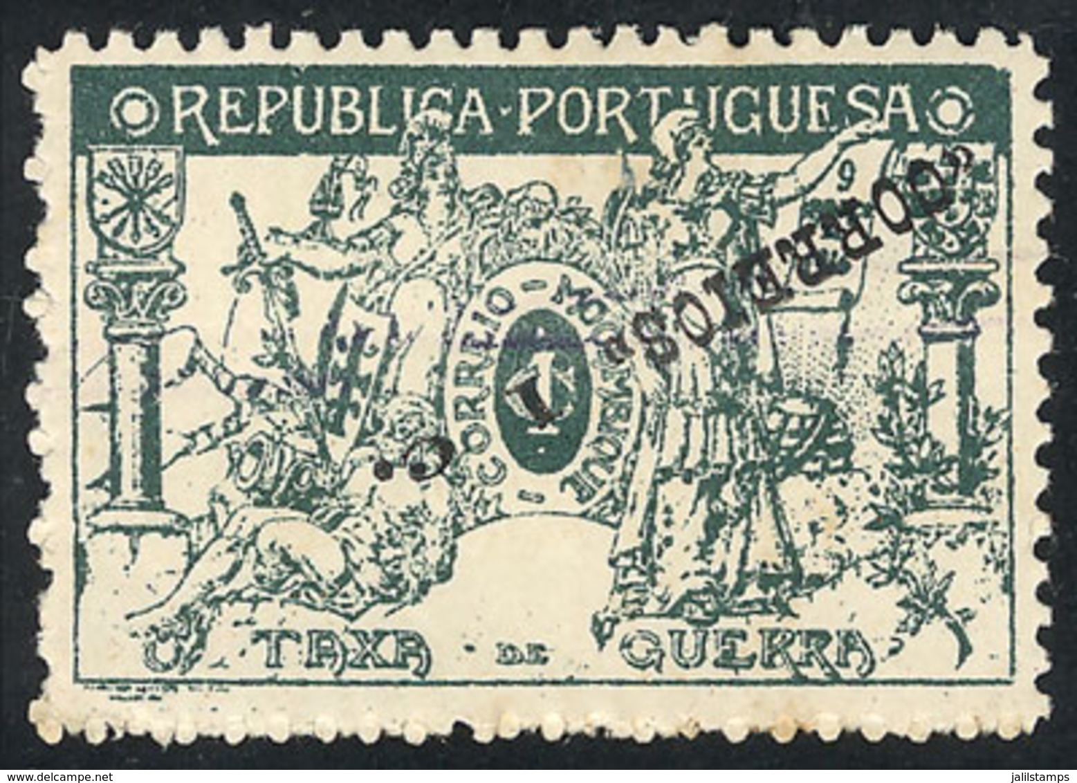 1587 MOZAMBIQUE: Sc.224, 1919 Provisional Of 1c. With Variety: INVERTED OVERPRINT, Mint Lightly Hinged, With Some Small  - Mozambico