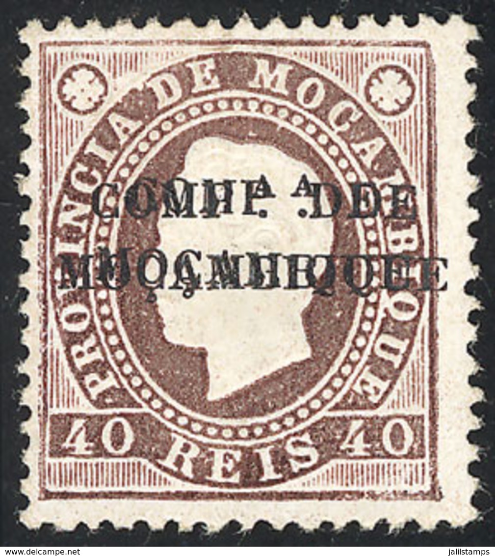 1592 MOZAMBIQUE - COMPANY: Sc.5a, 1892 40r. Chocolate With Variety: DOUBLE OVERPRINT, VF Quality! - Mozambico