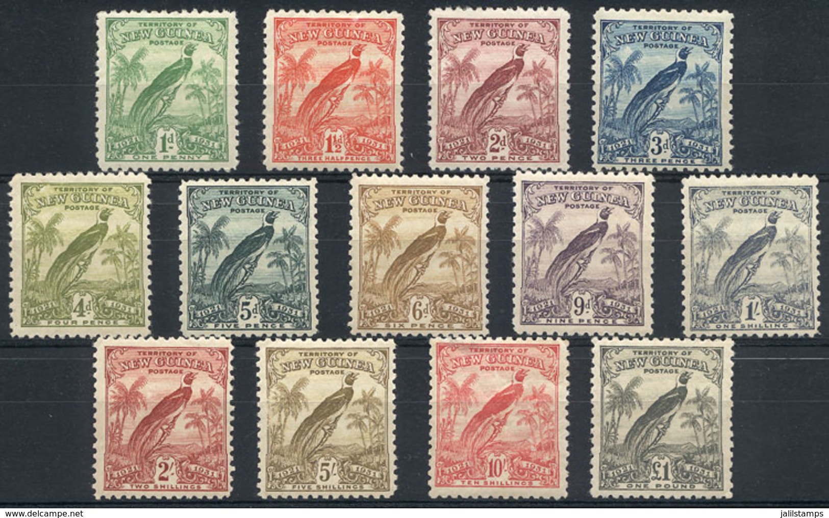 1613 NEW GUINEA: Sc.18/30, 1931 Birds, Complete Set Of 13 Values, Mint Lightly Hinged, VF Quality, Catalog Value US$488+ - Papua New Guinea