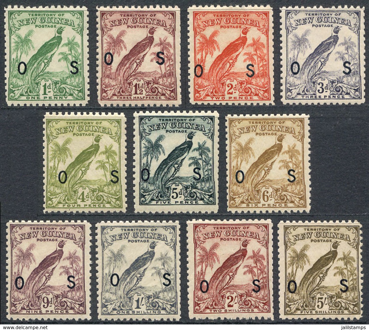 1616 NEW GUINEA: Sc.O12/O22, 1931 Birds, Complete Set Of 11 Values, Mint Lightly Hinged, VF Quality, Catalog Value US$26 - Papua New Guinea